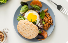 Ham, Cheese, Scrambled Eggs & Beans Breakfast