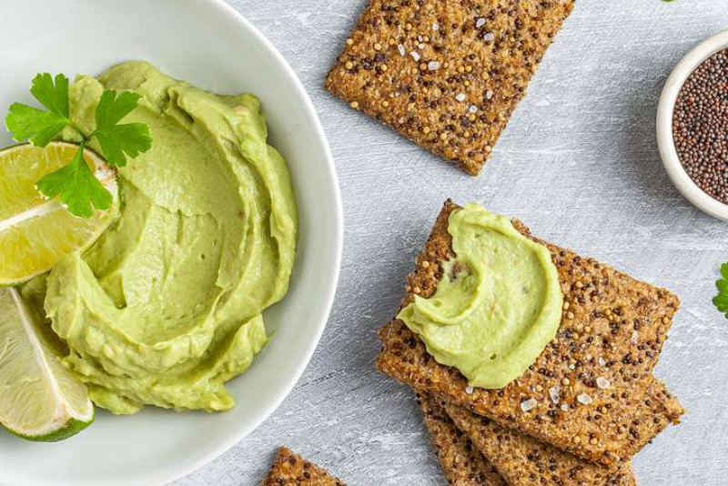 Multi Seed Crackers with Guac Sauce